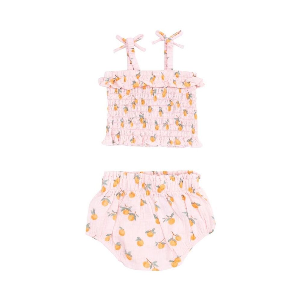 Angel Dear Baby Girl Smocked Ruffle Top & Bloomer Sweet Clementines NWT 3-6M